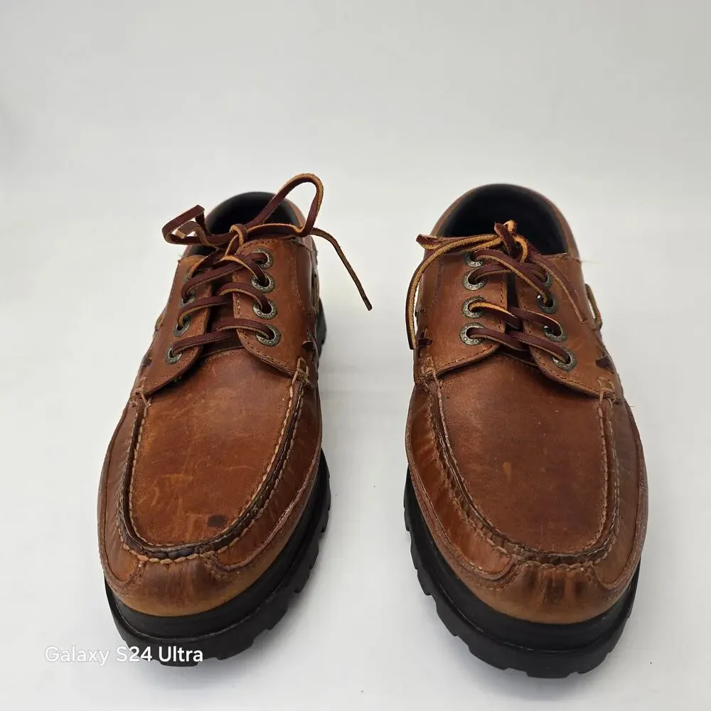 Polo Ralph Lauren Brown Leather Boat Shoes Rugged Sole Men's 11.5D